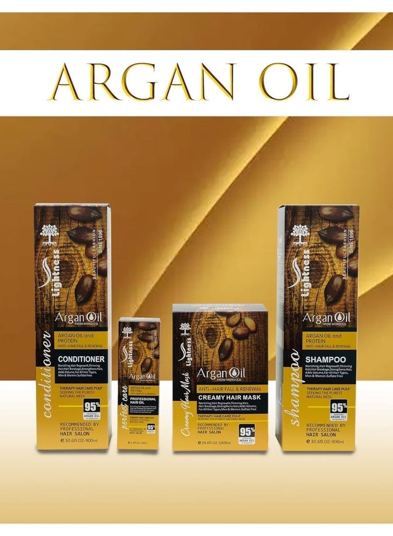 Moroccan Argan Oil (4 in 1 Set) Sulfate Free, Perfect for Damaged, Dry, Curly, Frizzy Hair - Thickening Formula for Fine/Thin Hair, Safe for Color and Keratin Treated Hair. - Image 5